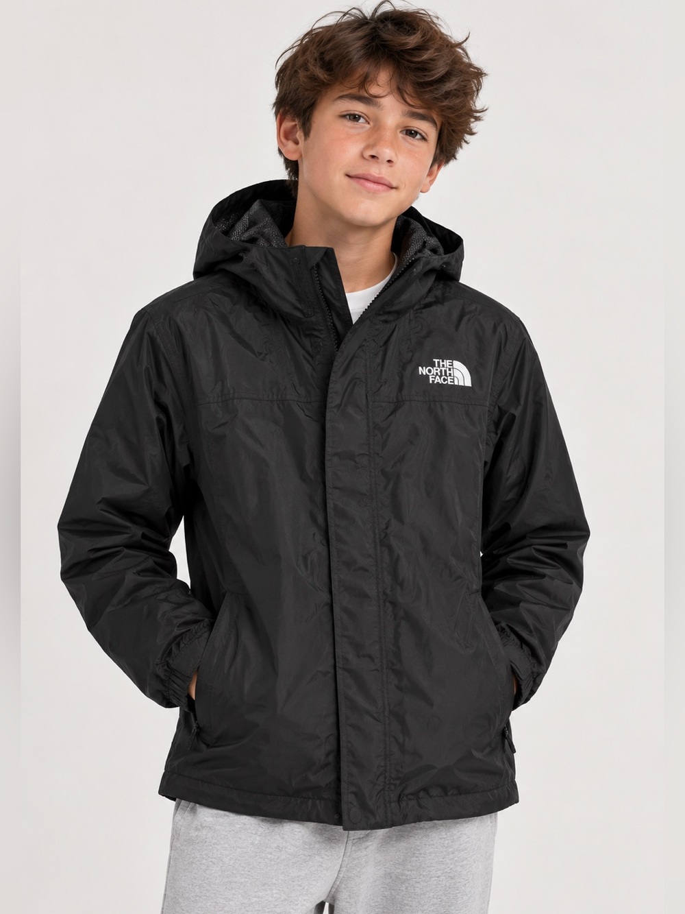 The North Face Black Lightweight Rain Jacket Boys L (14/16)